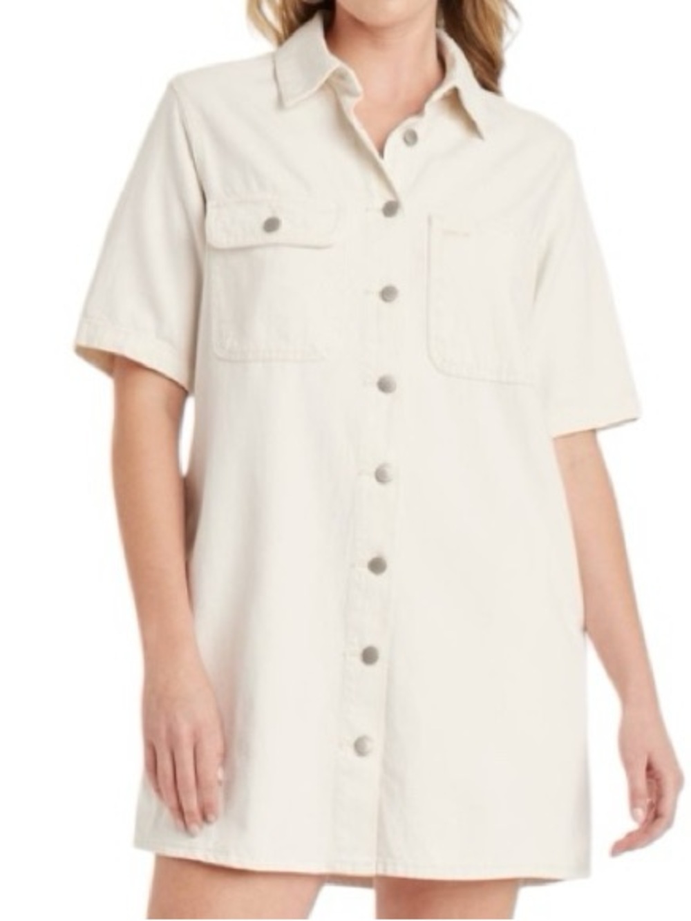 Cream Denim button down dress NWT